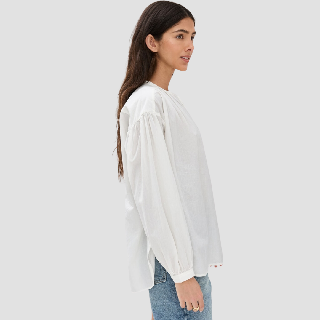 Neville Blouse Ivory Dobby Stripe