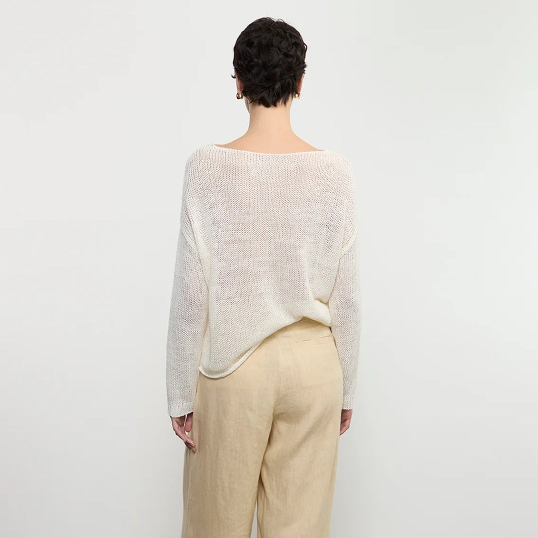 Linen Open Knit Soft V-Neck