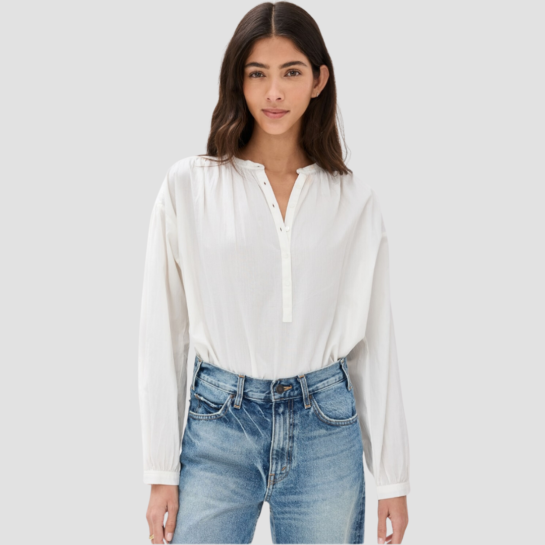 Neville Blouse Ivory Dobby Stripe