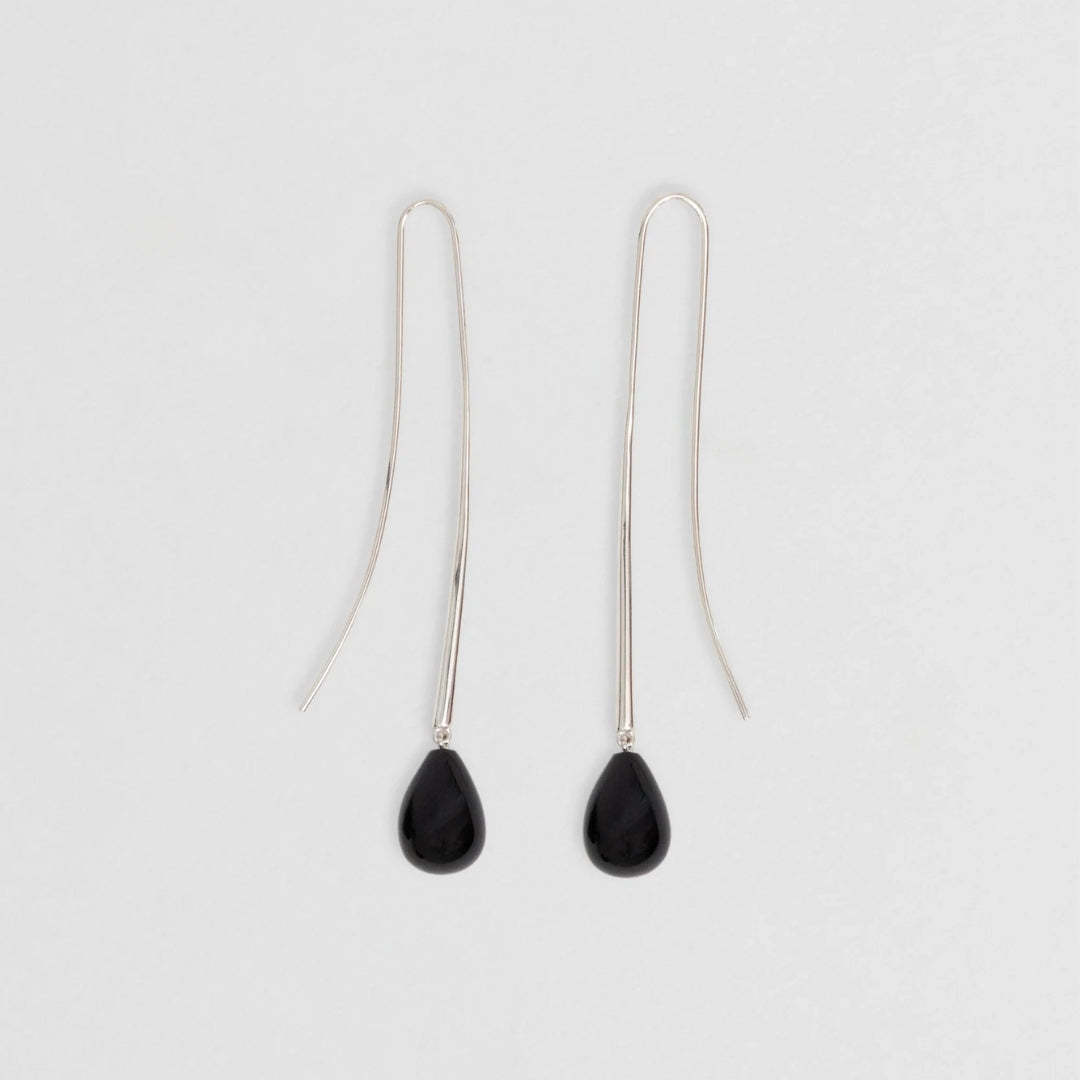 Cusp Onyx Earrings - Silver