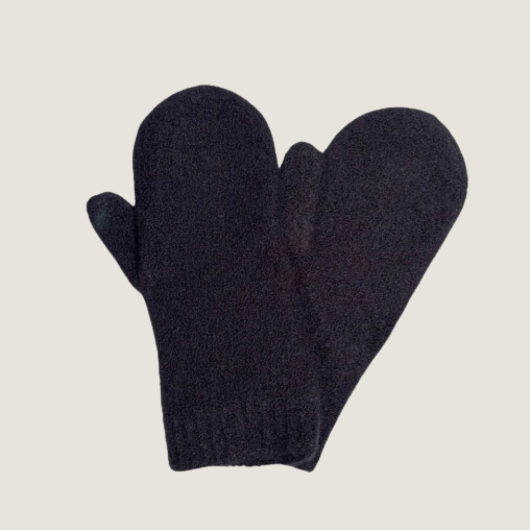 The Boucle Mittens Black