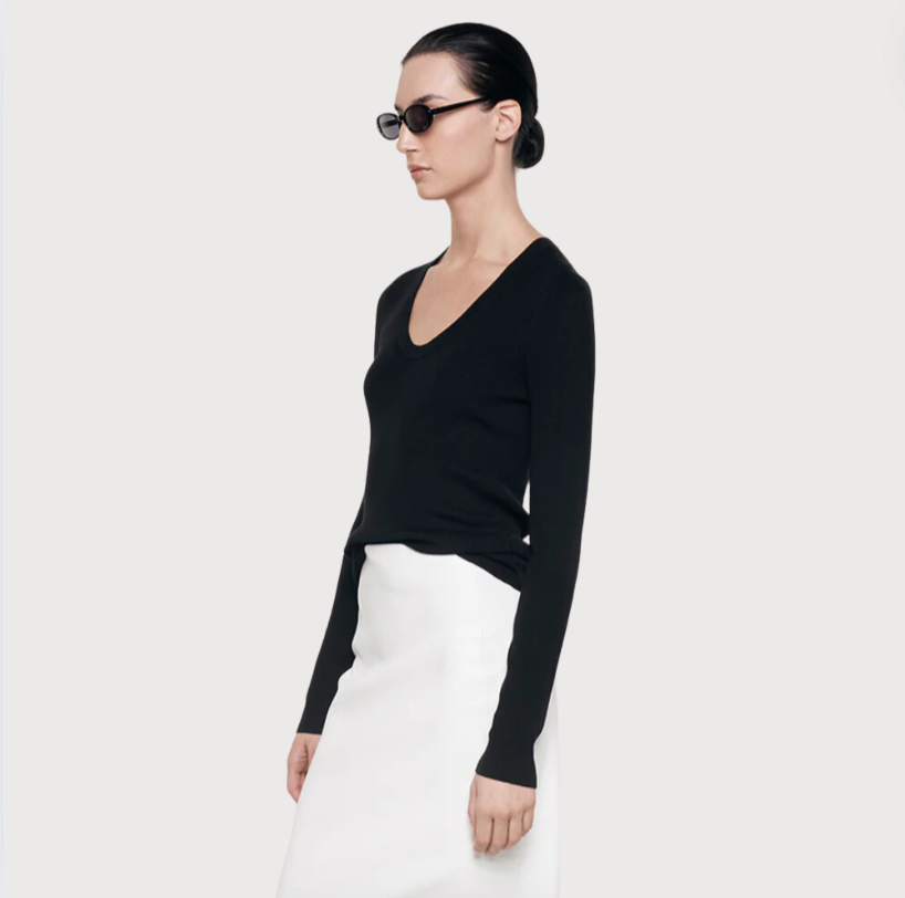 Silk Sweater Rib U Neck