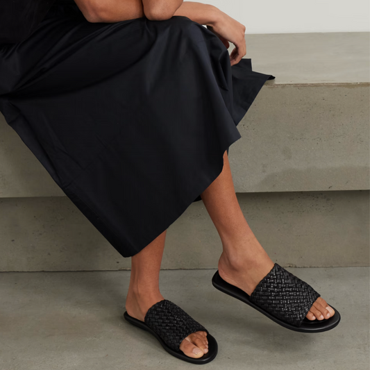 Woven Leather Slide