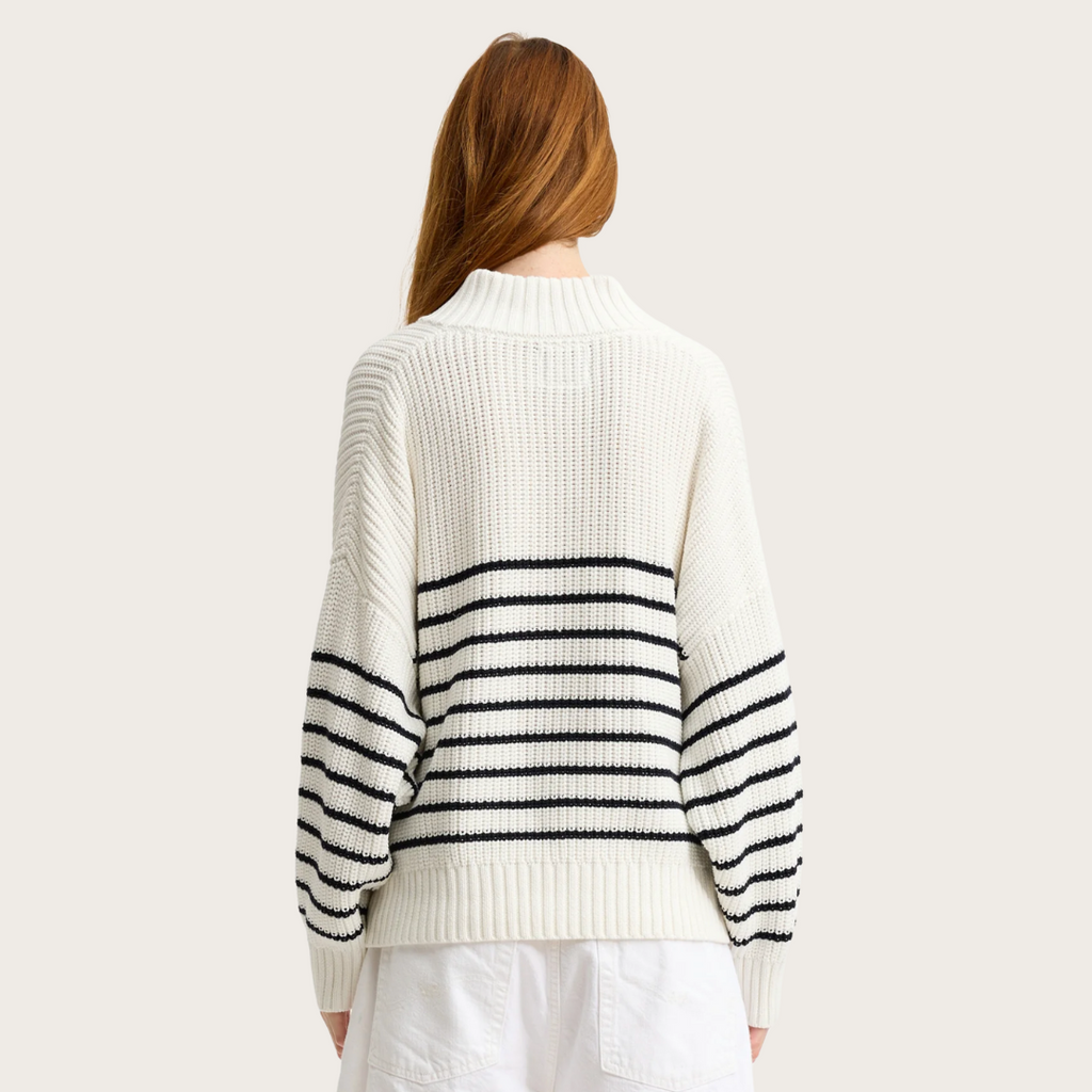 Striped Split Neck Sweater