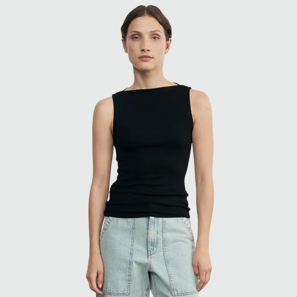 Silk Knit Boatneck Tank