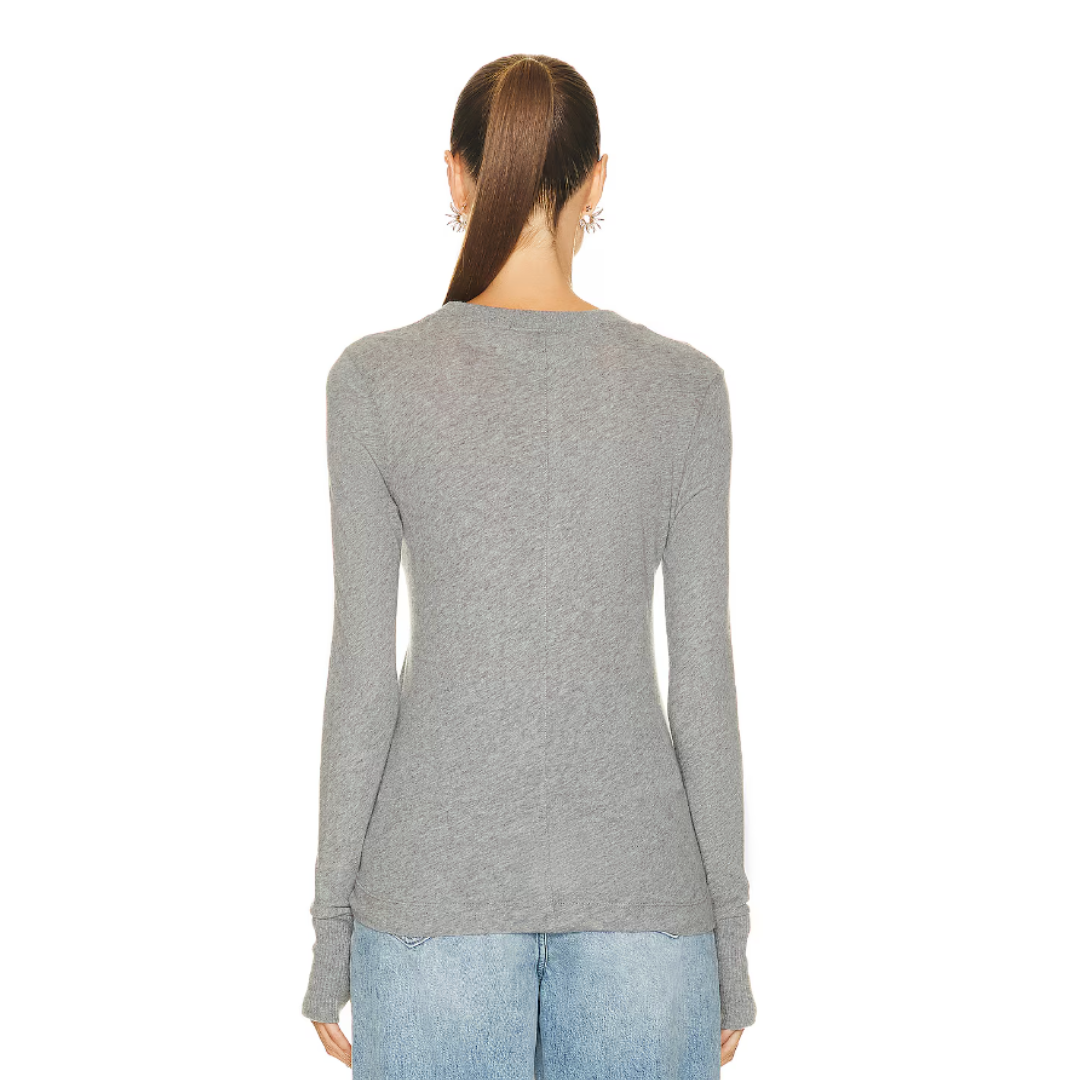 Cashmere Easy Cuffed U Neck Top
