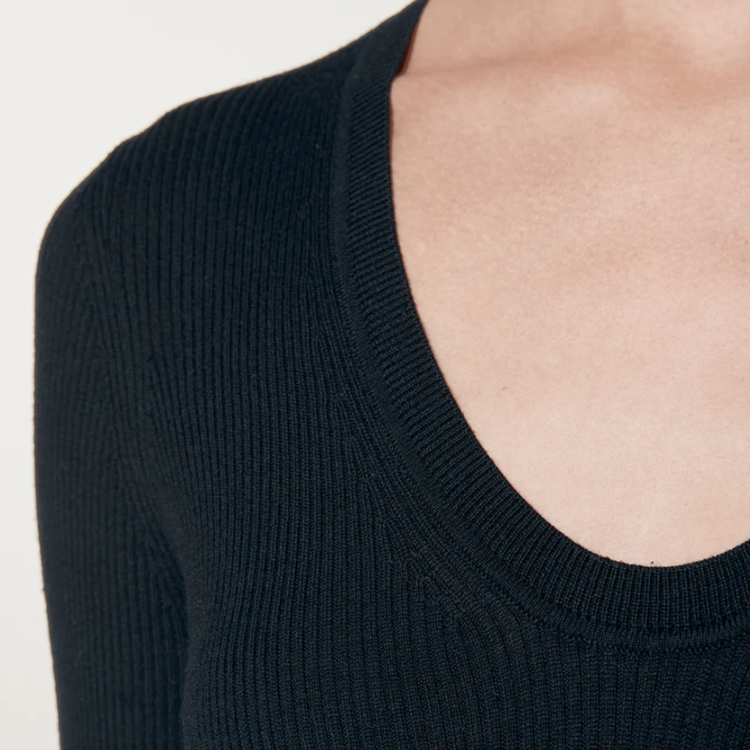 Silk Sweater Rib U Neck