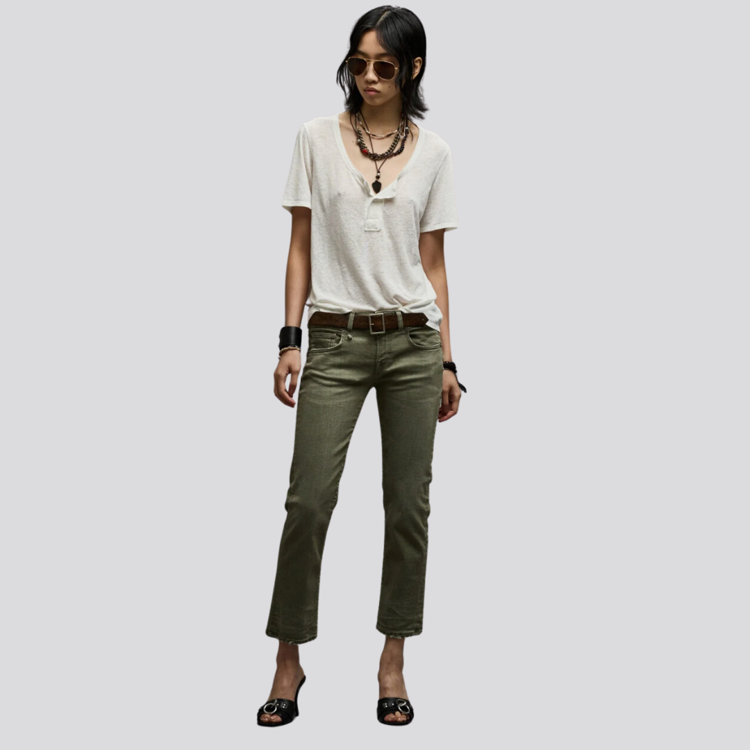 Boy Straight Olive Green Stretch