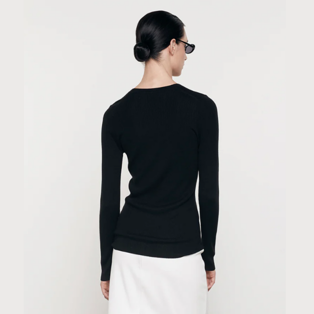 Silk Sweater Rib U Neck