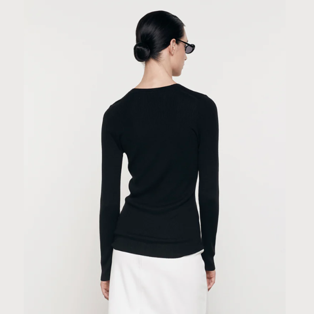 Silk Sweater Rib U Neck